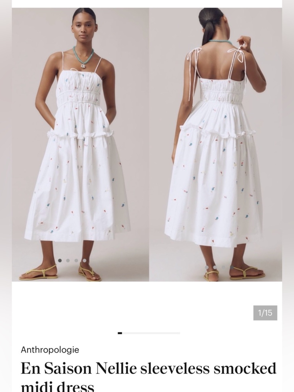 NWT, En Saison Nellie sleeveless smocked dress